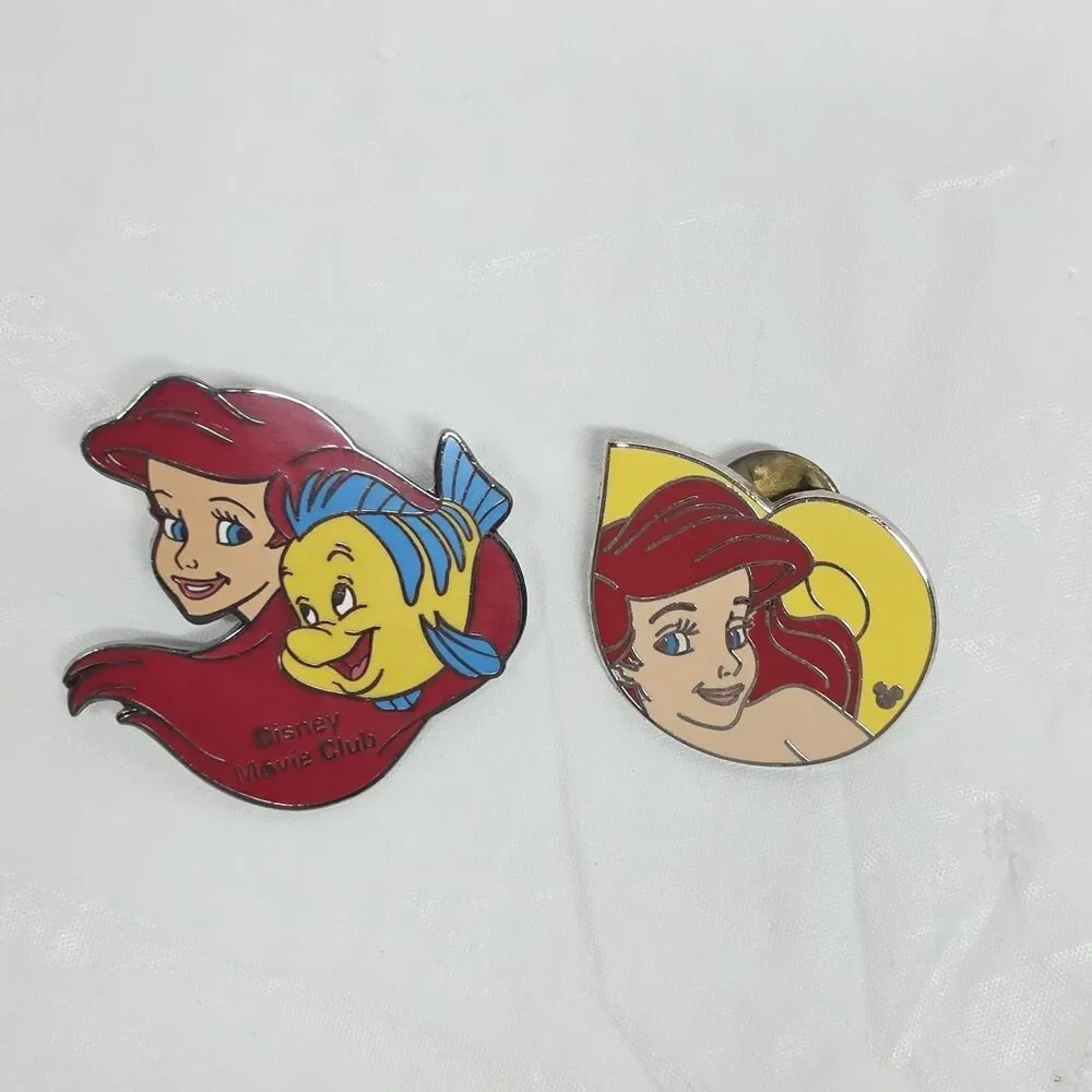 Disney The Little Mermaid Ariel Pin Set Of 2 Exclusive Movie Club Flounder